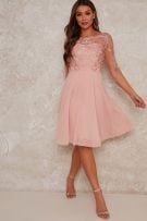 Pink lace bridesmaid dress-1