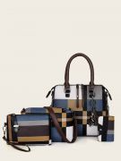 Colorful checkered shoulder bag set-1