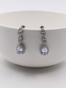 Teardrop shaped zircon evening earrings-5