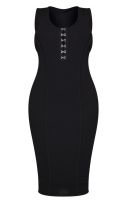 Black midi crepe dress-5
