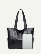 Elegant black leather handbag-4