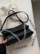 Women's leather shoulder bag, medium size-4