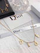 Dior gold metal logo necklace-4