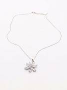 A large flower necklace, zircon, silver-4