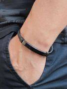 An elegant black twisted leather bracelet for men-2