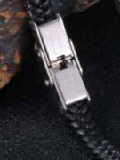 An elegant black twisted leather bracelet for men-3