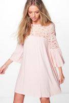 Dress pink medium length with lace-1