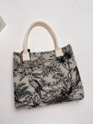 Canvas Graphic Handbag With Scarf-6
