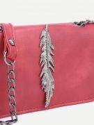 Shoulder bag decorated with metal leaf and chain-6