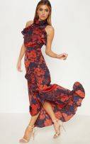 Maxi dress wrapped in kashkasha and printing flowers-2
