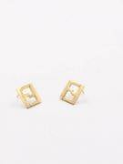 fendi gold square earring-2