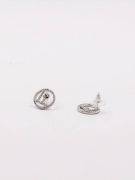 Fendi round silver zircon earrings-5