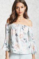 A blouse of satin with a floral print-6