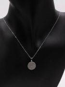 Gold Flat Circle Zircon Necklace-1