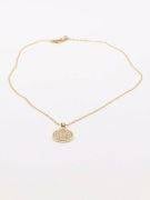 Gold Flat Circle Zircon Necklace-2