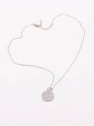 Gold Flat Circle Zircon Necklace-4