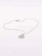 Gold Flat Circle Zircon Necklace-5
