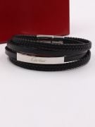 Cartier black leather bracelets for unisex-2
