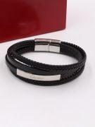 Cartier black leather bracelets for unisex-3