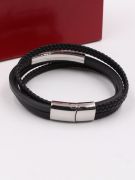 Cartier black leather bracelets for unisex-4