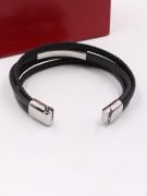 Cartier black leather bracelets for unisex-5
