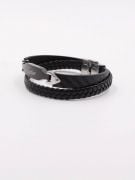 Cartier bracelet for men, black leather, double shine-2