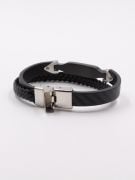 Cartier bracelet for men, black leather, double shine-4