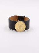 Louis Vuitton black wide leather bracelet-1