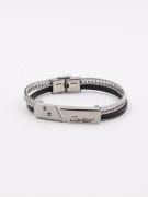 Cartier bracelet for men, black leather, Shine and Leather-1