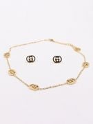 Gucci set, golden soft necklace and earring-2