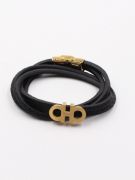 Feragamo Double Leather Black Bracelets-2