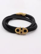 Feragamo Double Leather Black Bracelets-3