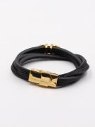 Feragamo Double Leather Black Bracelets-5