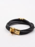 Feragamo Double Leather Black Bracelets-6