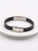 Mont Blanc silver leather bracelets for men-3