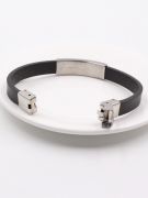 Mont Blanc silver leather bracelets for men-4