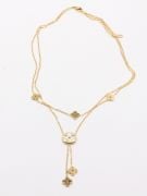 Louis Vuitton White Shell Double Layer Necklace-3