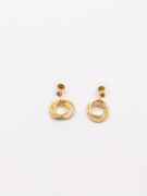 Round earring with soft colored zircon rings-4
