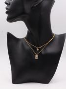 Double layer cubic zirconia necklace-3