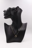 A crescent and star zircon gold chain-1