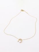 A crescent and star zircon gold chain-2