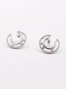 Messika earring, round zircon, gold and silver-1