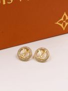 Louis Vuitton zircon round logo earring-1