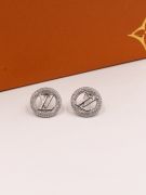 Louis Vuitton zircon round logo earring-4