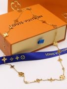 Louis Vuitton gold zircon long necklace-2