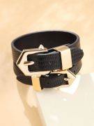 Leather bracelets two layers black-2