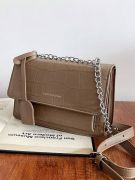 Square leather bag with silver chain-12