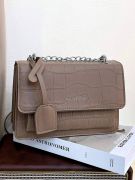 Square leather bag with silver chain-15