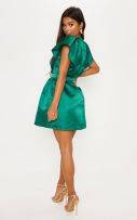 Short green satin dress-5