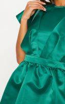 Short green satin dress-4